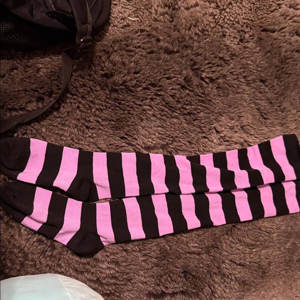 Black and purple Striped Knee-High Socks
